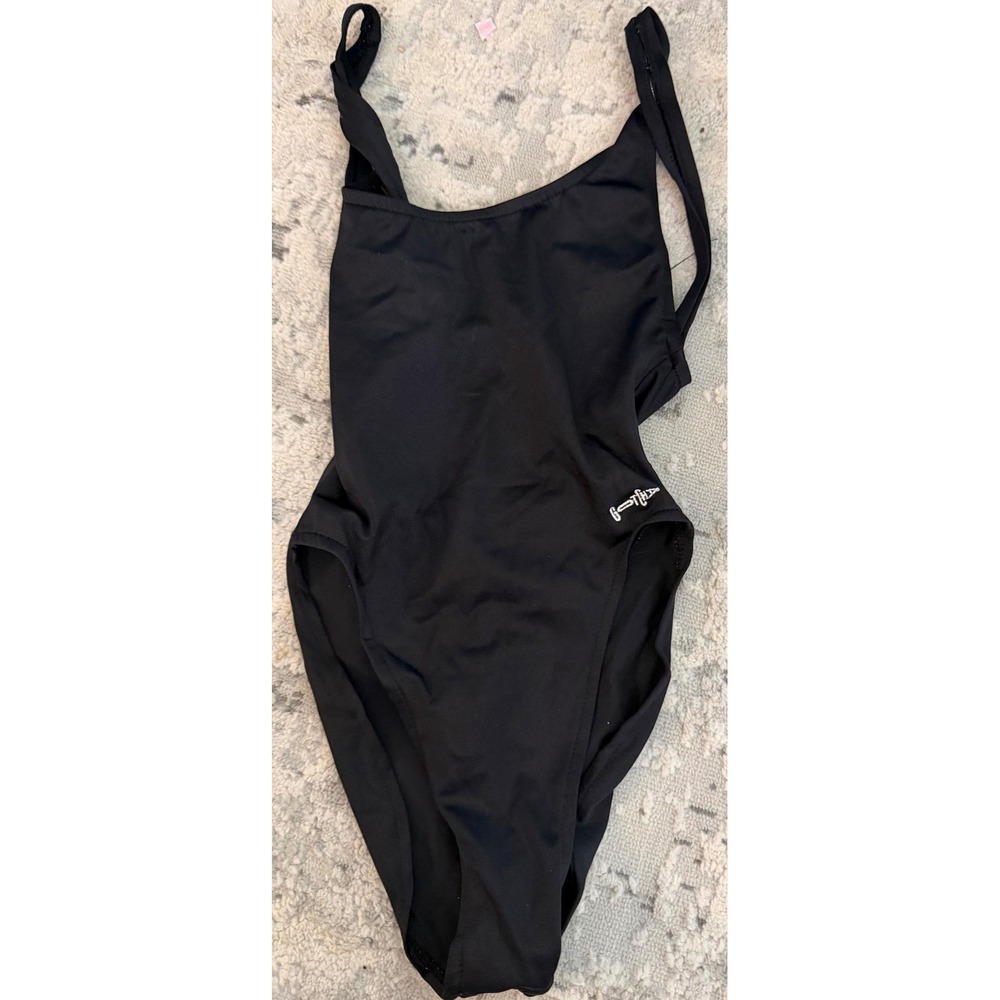 Vintage Gotcha Sportswear Black One Piece Swimsuit Braided Back High Cut Leg S
